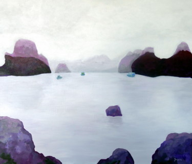 Painting titled "Halong Bay, Vietnam" by Øyvind Bergesen, Original Artwork, Acrylic