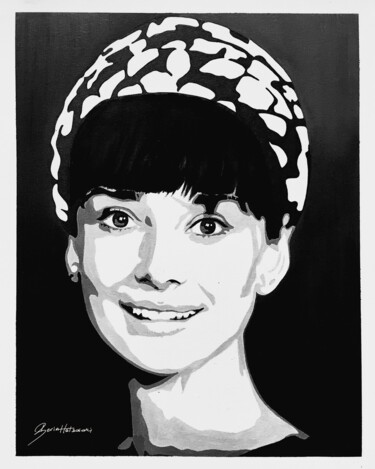 Painting titled "Audrey" by Berinhatzalaki, Original Artwork, Ballpoint pen