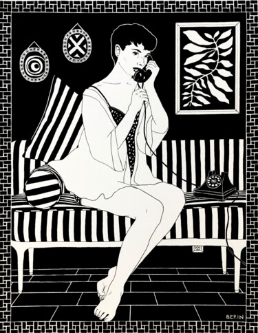 Digitale Kunst getiteld "Audrey Hepburn Call…" door Berinhatzalaki, Origineel Kunstwerk, 2D Digital Work