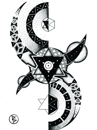 Desenho intitulada "Merkaba Balance" por Berkano Creatio, Obras de arte originais, Tinta