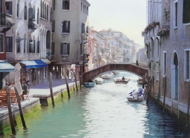 Lumière vive sur Le quartier du Cannaregio Peinture intitulée "Lumière vive sur Le…" par Thierry Duval, Œuvre d'art originale, Huile