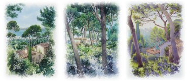 Jardin d'Antibes Peinture intitulée "Jardin d'Antibes" par Thierry Duval, Œuvre d'art originale