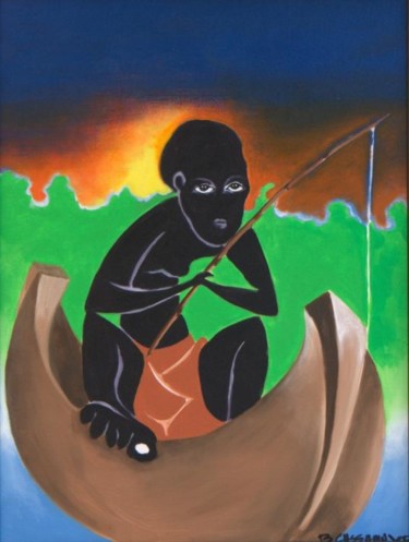 Painting titled "Pêche Au Soleil" by Berlin Cassamajor, Original Artwork, Oil