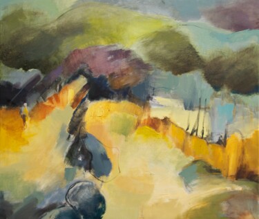 Картина под названием "paysage" - Bernadette Beauwin, Подлинное произведение искусства, Масло Установлен на Деревянная рама…
