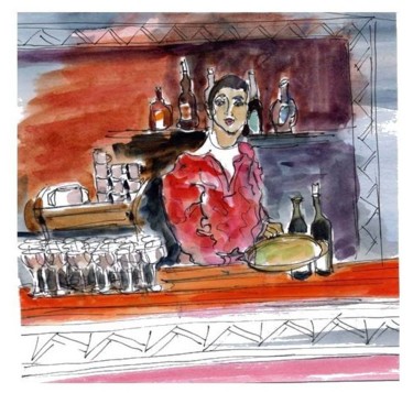Peinture intitulée "16-le-bar-1.jpg" par Bernadette Cazal, Œuvre d'art originale
