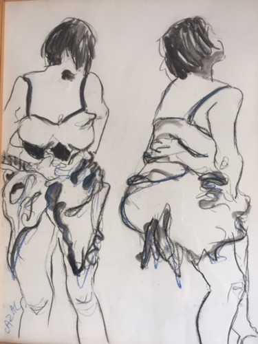 Drawing titled "les pieds dans l'ea…" by Bernadette Cazal, Original Artwork