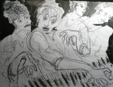 Drawing titled "la-pianiste.jpg" by Bernadette Cazal, Original Artwork