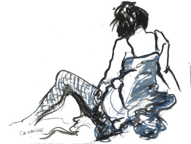 Drawing titled "déshabillage.jpg" by Bernadette Cazal, Original Artwork