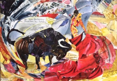 Malerei mit dem Titel "Bravo Toro 1" von Bernadette Cazal, Original-Kunstwerk, Aquarell