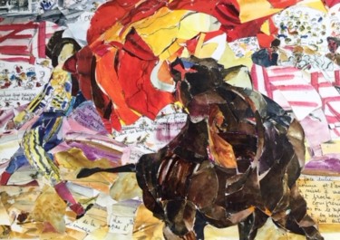 Peinture intitulée "Bravo Toro 2" par Bernadette Cazal, Œuvre d'art originale, Aquarelle