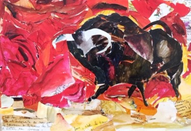 Painting titled "Bravo Toro 3" by Bernadette Cazal, Original Artwork, Watercolor