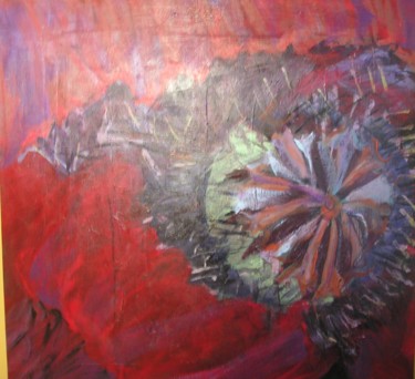 Peinture intitulée "coeur de pavot" par Bernadette Cazal, Œuvre d'art originale, Acrylique