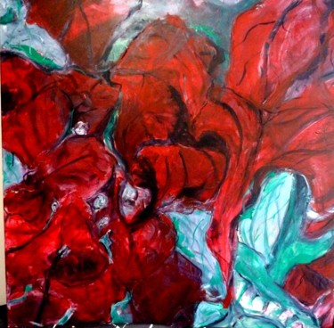 Peinture intitulée "le bougainvillier" par Bernadette Cazal, Œuvre d'art originale, Acrylique
