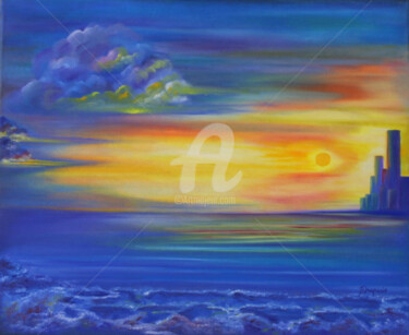 Peinture intitulée "Avant l'orage" par Bernadette Dupuis, Œuvre d'art originale, Huile