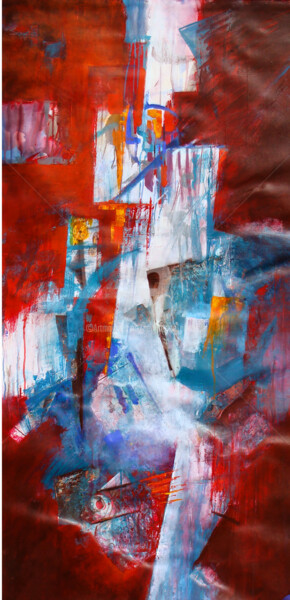 Malerei mit dem Titel "2014-banniere-rouge…" von Pierdait, Original-Kunstwerk, Acryl