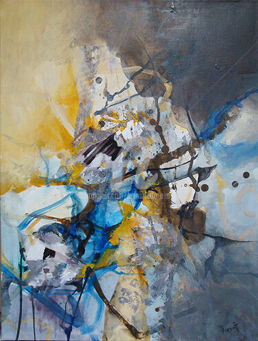 2015-symphonie-bleu-et-jaune Peinture intitulée "2015-symphonie-bleu…" par Pierdait, Œuvre d'art originale, Acrylique