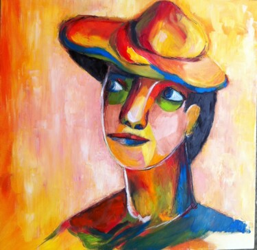 Pittura intitolato "Portrait" da Bernadette Wijas, Opera d'arte originale, Olio