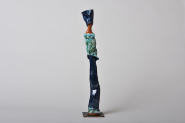 Sculpture intitulée "La grande bleue à l…" par Bernadette Dagens, Œuvre d'art originale, Céramique