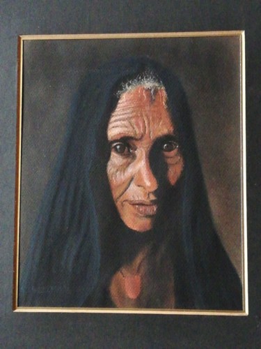 Peinture intitulée "Une touareg" par Bernadette Huynen, Œuvre d'art originale, Pastel