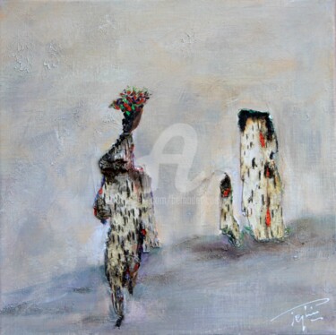 Painting titled "Solitaire" by Bernadette Peylin, Original Artwork, Acrylic Mounted on Wood Stretcher frame