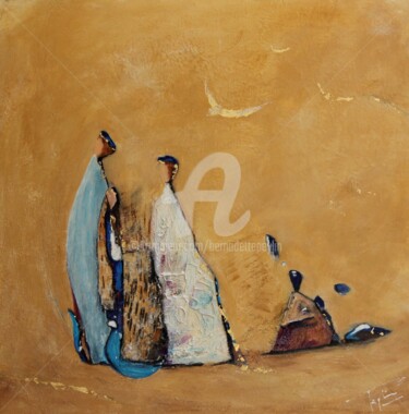 Painting titled "prince du désert" by Bernadette Peylin, Original Artwork, Acrylic Mounted on Wood Stretcher frame
