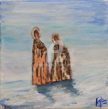 Painting titled "Inuits 2" by Bernadette Peylin, Original Artwork, Acrylic Mounted on Wood Stretcher frame
