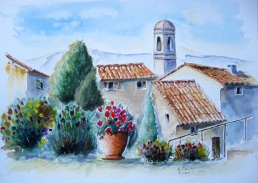 Peinture intitulée "Paysage de Provence" par Bernard, Œuvre d'art originale, Huile