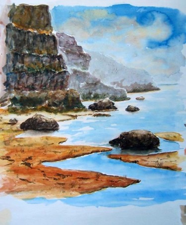 Peinture intitulée "Bord de mer" par Bernard, Œuvre d'art originale, Huile
