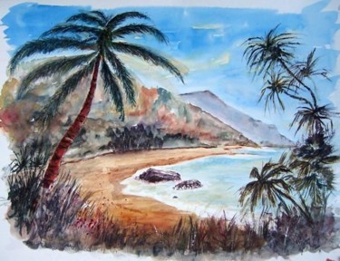 Peinture intitulée "Bord de plage" par Bernard, Œuvre d'art originale