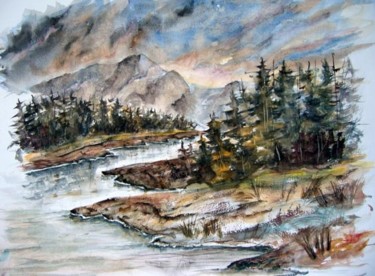 Peinture intitulée "paysage" par Bernard, Œuvre d'art originale, Huile