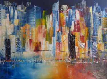 Peinture intitulée "New York" par Bernard Amalric, Œuvre d'art originale, Huile Monté sur Châssis en bois