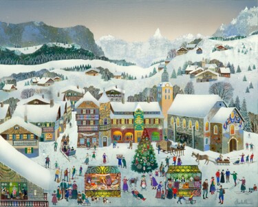 Painting titled "HAUTE SAVOIE" by Bernard Ambielle, Original Artwork, Oil Mounted on Wood Stretcher frame