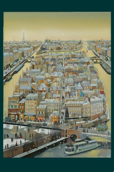 Painting titled "PARIS ILE SAINT LOU…" by Bernard Ambielle, Original Artwork, Oil