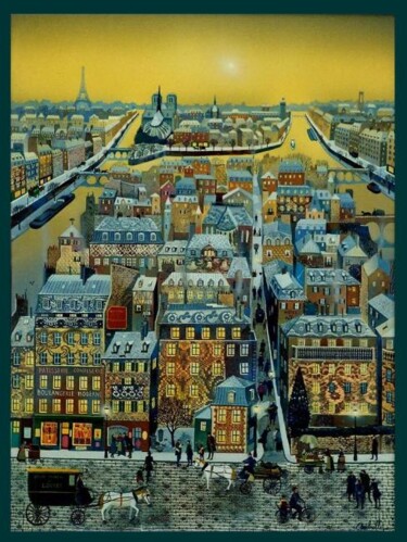 Картина под названием "VIEUX PARIS" - Bernard Ambielle, Подлинное произведение искусства, Масло