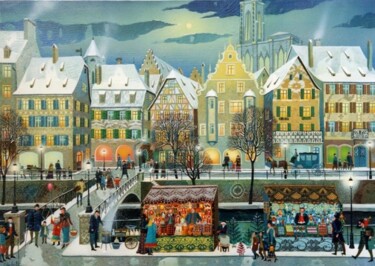 Peinture intitulée "QUAI SAINT NICOLAS" par Bernard Ambielle, Œuvre d'art originale, Huile