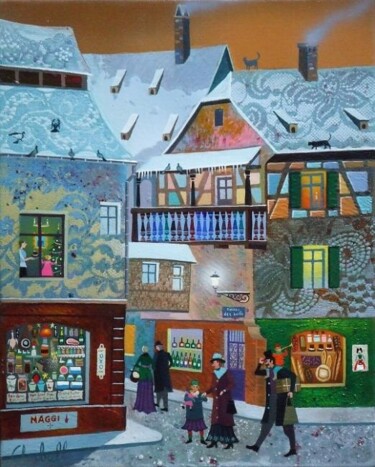 Peinture intitulée "ANCIENNE RUELLE DES…" par Bernard Ambielle, Œuvre d'art originale, Huile