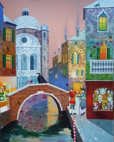 Painting titled "VENISE SECRETE" by Bernard Ambielle, Original Artwork, Oil