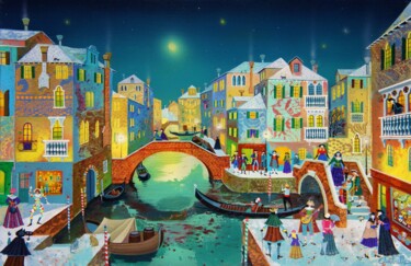 Pintura titulada "VENISE EN FÊTE" por Bernard Ambielle, Obra de arte original