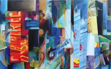 Puzzle 4 saisons Painting titled "Puzzle 4 saisons" by Bernard Amiot, Original Art, Oil Mounted on Stretcher frame