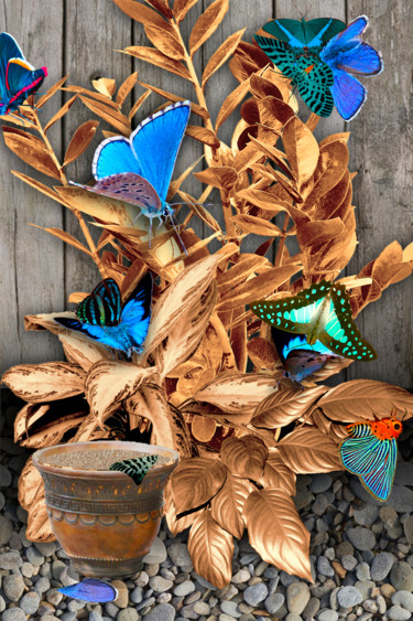 Arts numériques intitulée "Fleurs d'automne" par Bernard Amiot, Œuvre d'art originale, Photo montage