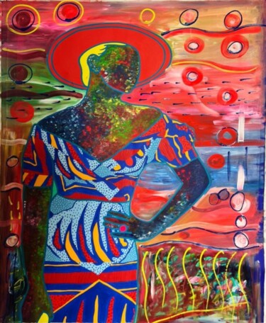 Peinture intitulée "Personnage" par Bernard Ategwa Ajarb, Œuvre d'art originale