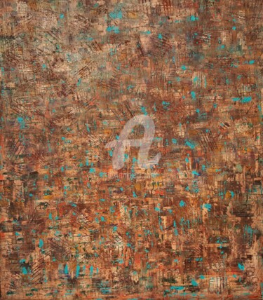 Картина под названием "orangé turquoise" - Bb, Подлинное произведение искусства, Масло