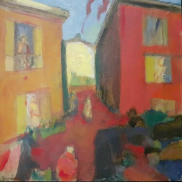 Painting titled "Rue de Penne 1" by Bernard Bourdeau Planté, Original Artwork, Oil Mounted on artwork_cat.