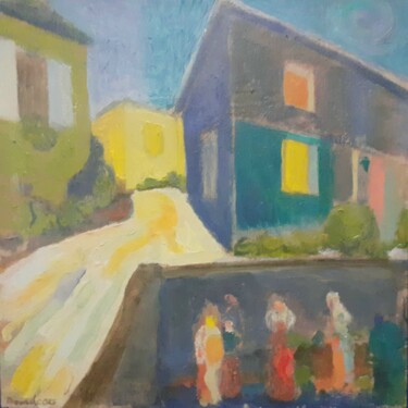 Peinture intitulée "Rue de Penne 2" par Bernard Bourdeau Planté, Œuvre d'art originale, Huile Monté sur Panneau de bois