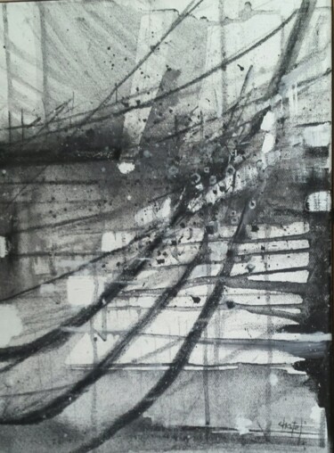 Картина под названием "noir et blanc 1" - Bernard Chatel, Подлинное произведение искусства, Акрил