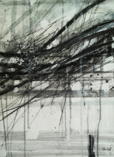 Картина под названием "Noir et blanc 2" - Bernard Chatel, Подлинное произведение искусства, Акрил