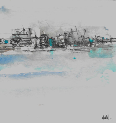 Pintura titulada "Docks  2" por Bernard Chatel, Obra de arte original, Acuarela