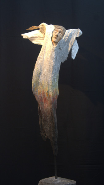 Escultura titulada "L'ange Déchu" por Bernard Chenu, Obra de arte original, Madera