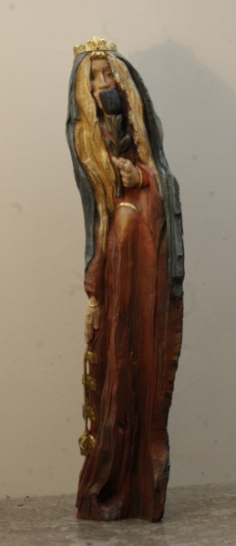 Sculpture intitulée "La Dame à la rose d…" par Bernard Chenu, Œuvre d'art originale, Bois