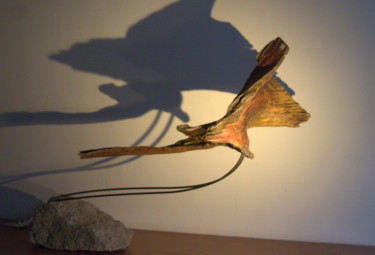 Sculpture titled "L'Envole" by Bernard Chenu, Original Artwork, Wood